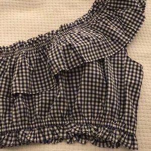 French Connection One Shoulder Crop Blouse